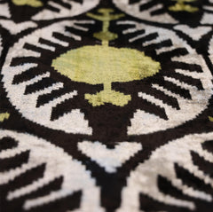 Green and Black Silk Velvet Ikat Pillow 16x16 Handmade Luxury Cushion