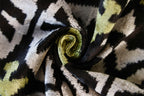 Green and Black Silk Velvet Ikat Pillow 16x16 Handmade Luxury Cushion