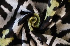 Green and Black Silk Velvet Ikat Pillow 16x16 Handmade Luxury Cushion