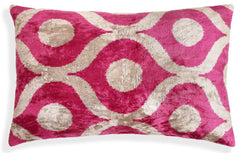 Fuchsia Orbit Silk Velvet Pillow 16x24 Handmade Luxury Lumbar Cushion
