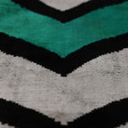 Green Chevron Silk Velvet Throw Pillow 20x20 | Handmade Organic Luxury