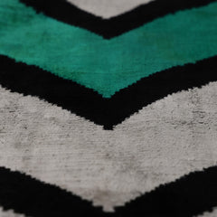 Green Chevron Silk Velvet Throw Pillow 20x20 | Handmade Organic Luxury