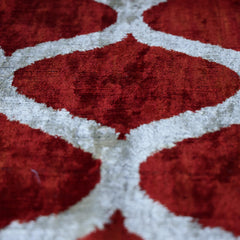 The Rust Red & Cream Ogee Silk Velvet Pillow - 20" x 20"