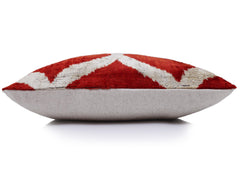 The Rust Red & Cream Ogee Silk Velvet Pillow - 20" x 20"
