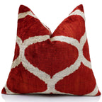 The Rust Red & Cream Ogee Silk Velvet Pillow - 20" x 20"
