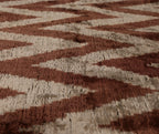 The Rust & Cream Chevron Ikat Silk Velvet Pillow - 20" x 20"