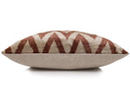 The Rust & Cream Chevron Ikat Silk Velvet Pillow - 20" x 20"