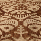 The Cognac & Cream Traditional Ikat Silk Velvet Pillow - 20" x 20"