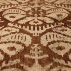 The Cognac & Cream Traditional Ikat Silk Velvet Pillow - 20" x 20"