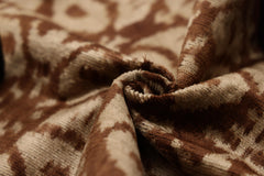 The Cognac & Cream Traditional Ikat Silk Velvet Pillow - 20" x 20"