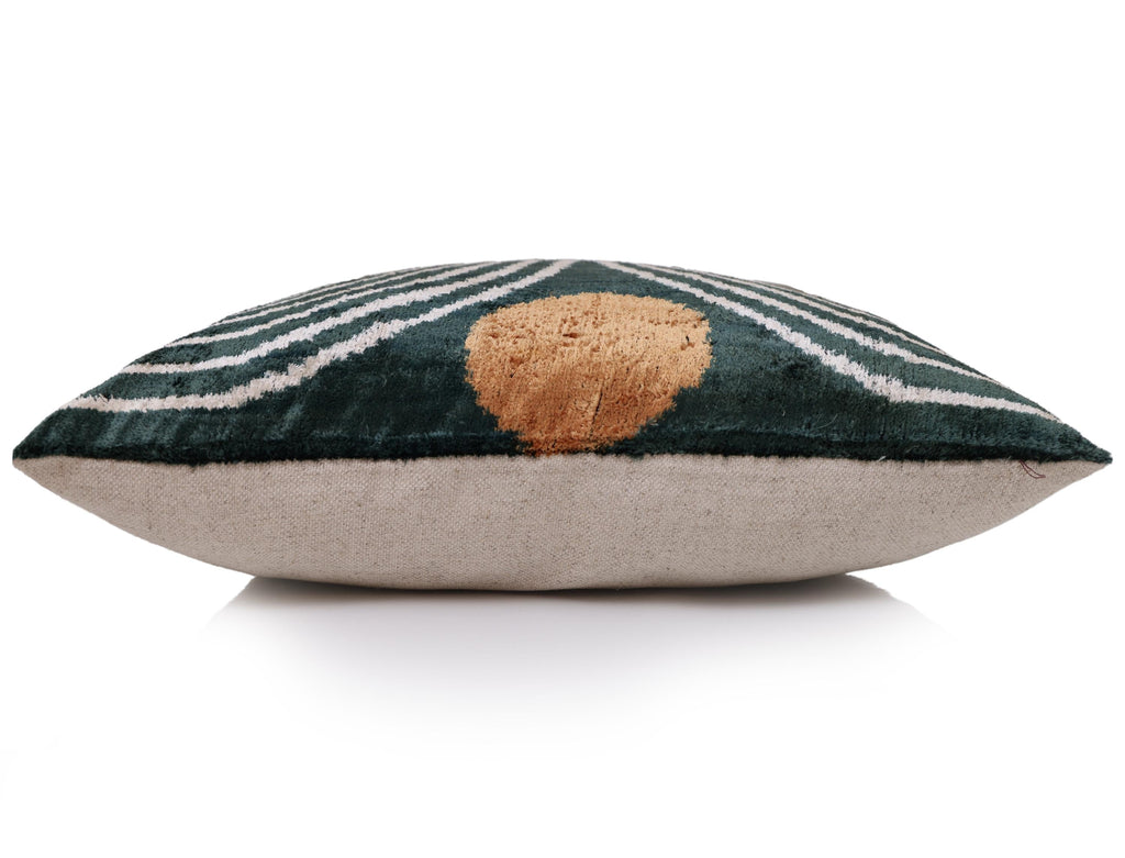 The Emerald Green & Geometric Arch Silk Velvet Pillow - 20" x 20"