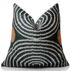 The Emerald Green & Geometric Arch Silk Velvet Pillow - 20" x 20"