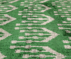 Handwoven Green Ikat Silk Velvet Pillow 20x20 Inch | Luxury Organic Decorative Throw Pillow