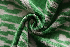 Handwoven Green Ikat Silk Velvet Pillow 20x20 Inch | Luxury Organic Decorative Throw Pillow