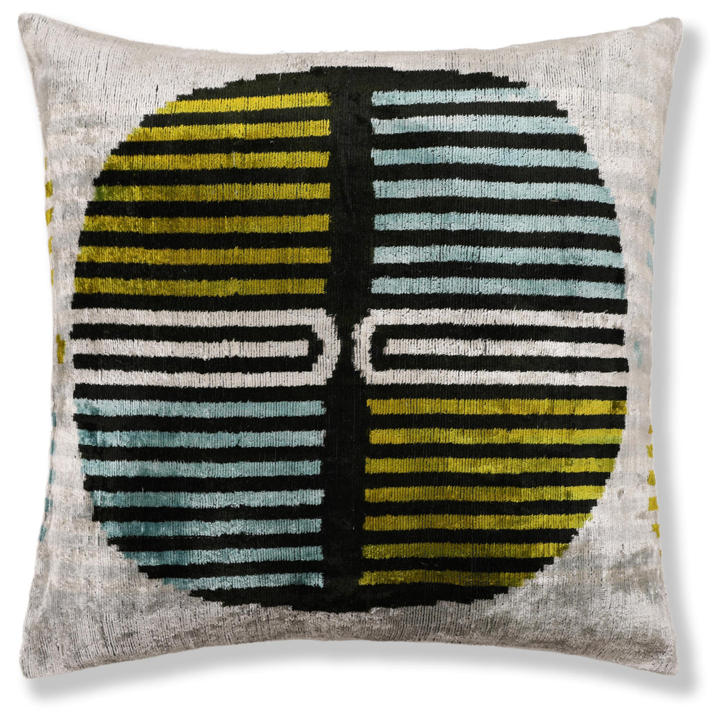 Handmade Geometric Silk Velvet Lumbar Pillow 20x20 Inch