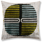 Handmade Geometric Silk Velvet Lumbar Pillow 20x20 Inch