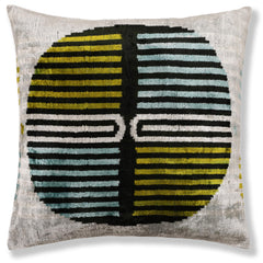 Handmade Geometric Silk Velvet Lumbar Pillow 20x20 Inch