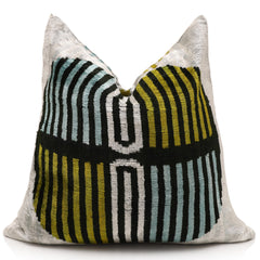 Handmade Geometric Silk Velvet Lumbar Pillow 20x20 Inch