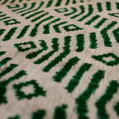 Hand-Knotted Emerald Green Geometric Silk Velvet Pillow - 20x20 Ikat