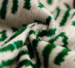 Hand-Knotted Emerald Green Geometric Silk Velvet Pillow - 20x20 Ikat