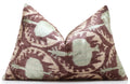 Handmade Velvet Ikat Lumbar Pillow 16x24 | Dusty Rose & Sage Medallion