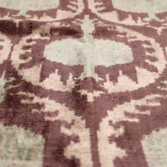 Handmade Velvet Ikat Lumbar Pillow 16x24 | Dusty Rose & Sage Medallion