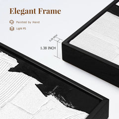 Framed 3D Textured Black And White Premium Canvas Artwork-4