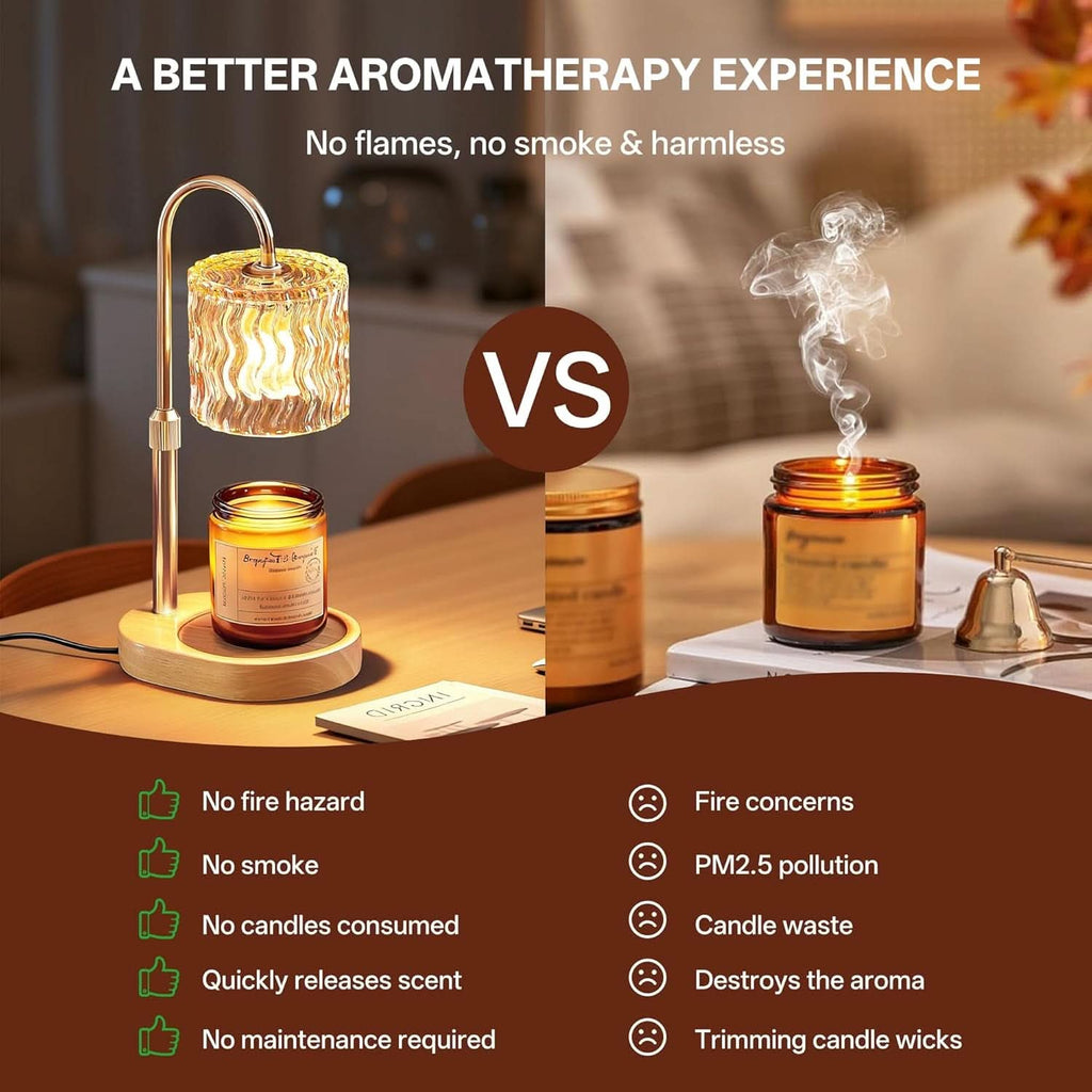 Candle Warmer Lamp Featuring Timer Height Adjustable