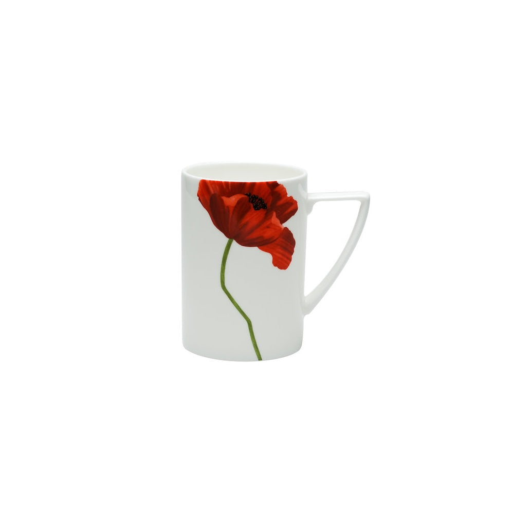 Red and White Four Piece Square Floral Bone China Dinnerware Set-3