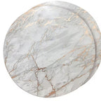 15" X 15" Gold Ivory And Gray Abstract Agglomerated cork Round Placemats-4