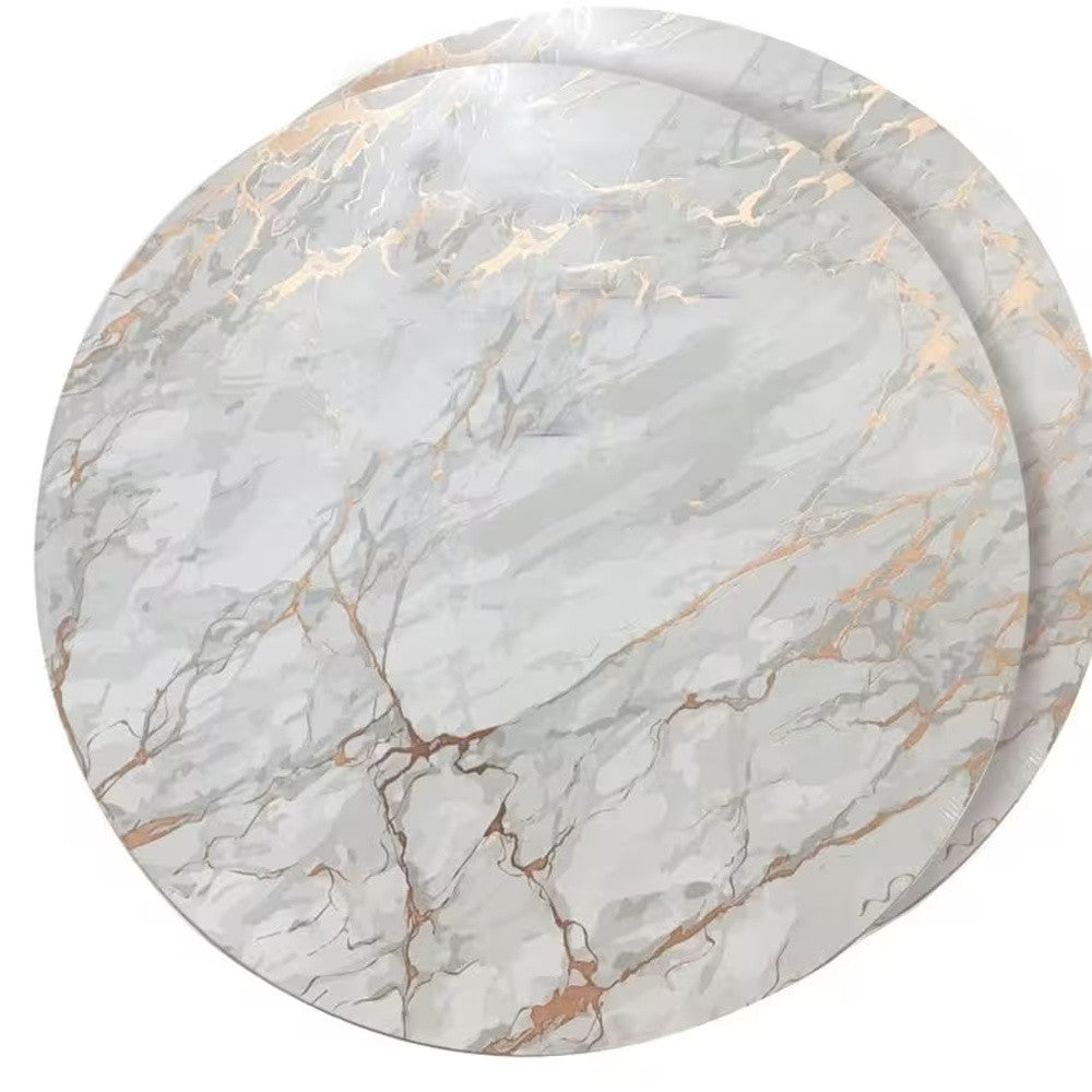 15" X 15" Gold Ivory And Gray Abstract Agglomerated cork Round Placemats-4