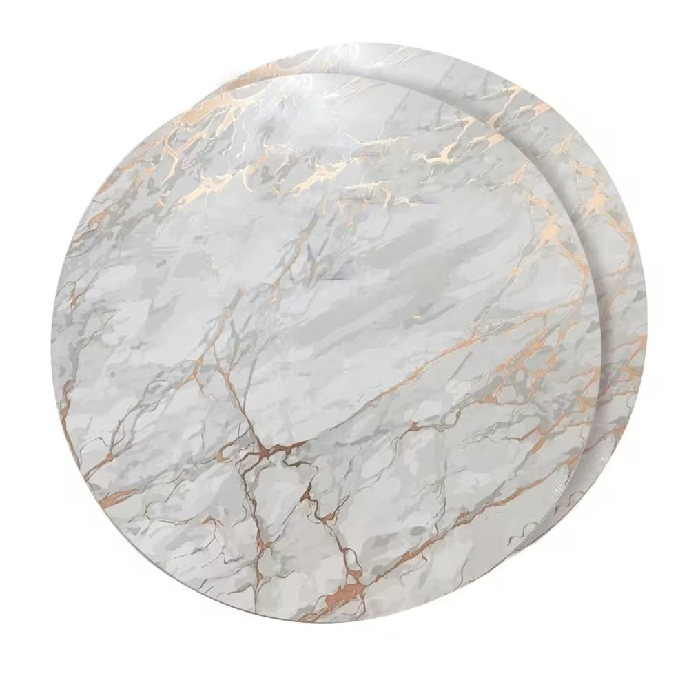 15" X 15" Gold Ivory And Gray Abstract Agglomerated cork Round Placemats-0