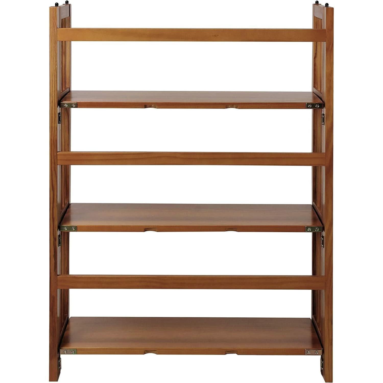 Chestnut Three Shelf Stackable Bookcase Solid Wood-3