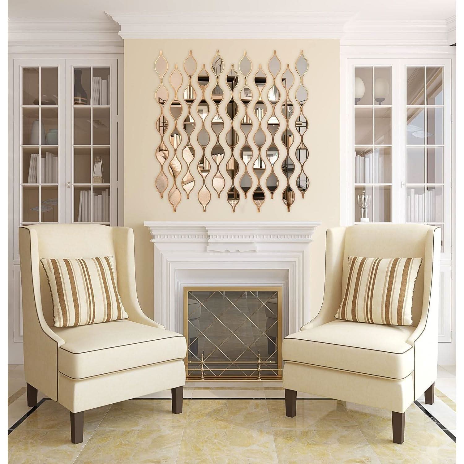 Teardrop Mirror Wall Decor Set Of 5 In Gold For Living Room-1