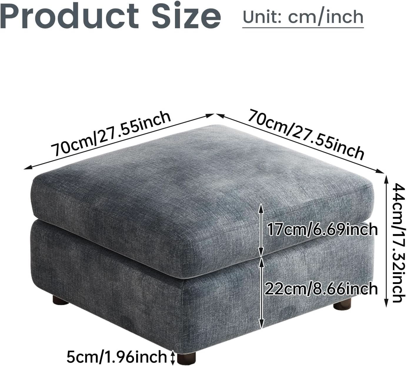 Blue Grey Upholstered Storage Ottoman For Sectional-1