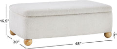 Contemporary Large Ivory Storage Ottoman With Legs-1