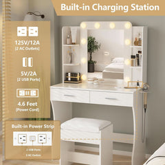 Vanity Desk White Ceramic Finishes LED Illumination-3