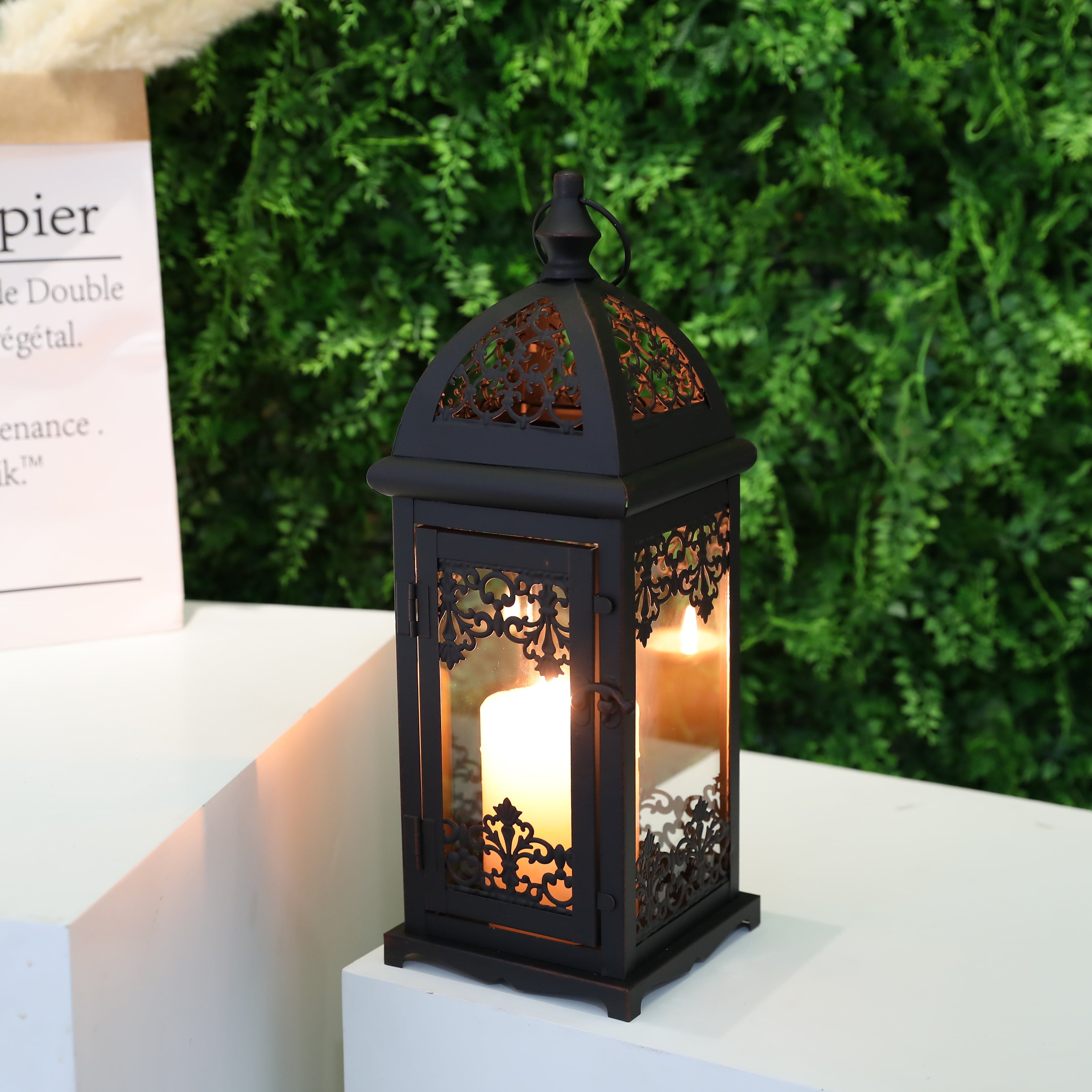 15" High Decorative Candle Lantern Black-2