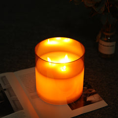 6'' 3-Wick Battery Operated  Glass Flameless Candles