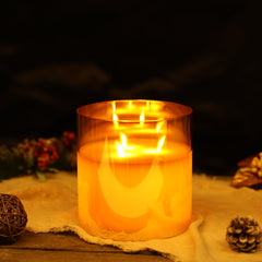 6'' 3-Wick Battery Operated  Glass Flameless Candles