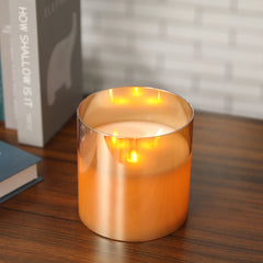 6'' 3-Wick Battery Operated  Glass Flameless Candles