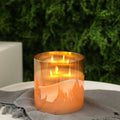 6'' 3-Wick Battery Operated  Glass Flameless Candles