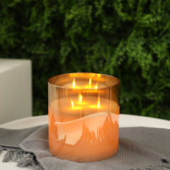 6'' 3-Wick Battery Operated  Glass Flameless Candles