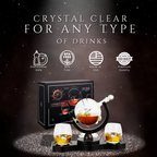 Rotating Whiskey Decanter Globe Set with 2 10OZ Etched Whiskey Glasses