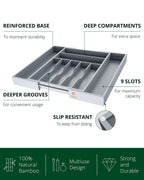Silverware Drawer Organizer, Gray (9 Slots)-2