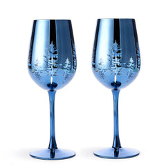 Crystal Christmas Tree Stemmed Wine & Water Glasses - Set of 2-0
