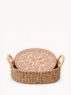 Bread Warmer & Basket - Garden Oval