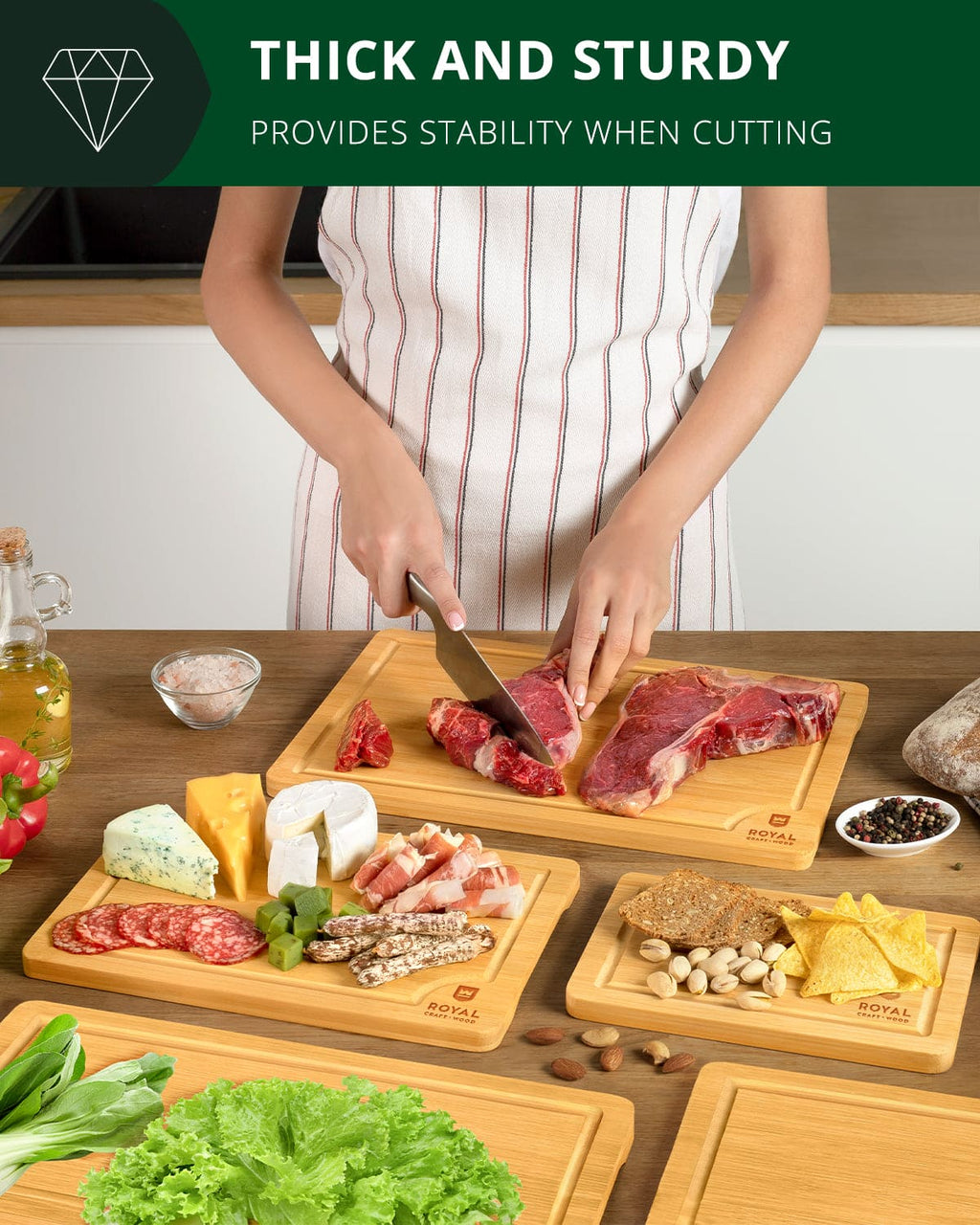 Cutting Board Set of 5, Bamboo-3