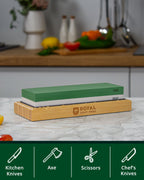 Whetstone Knife Sharpening Kit, White/Green-3