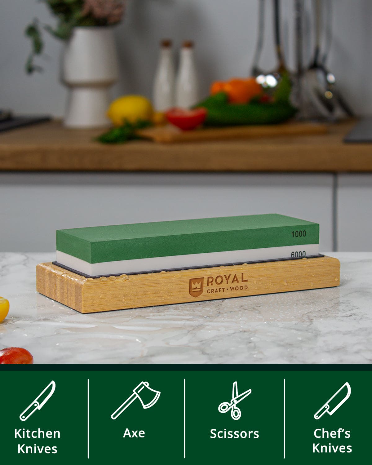 Whetstone Knife Sharpening Kit, White/Green-3